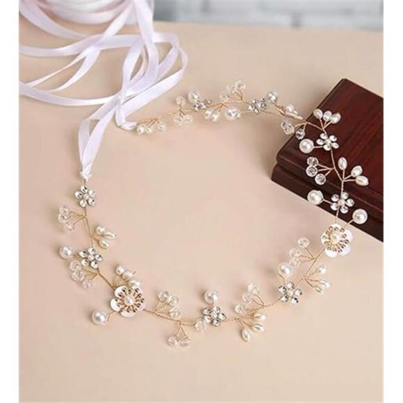 Accessories - Crystal Headpiece, Flower Hair Accessories, Gold